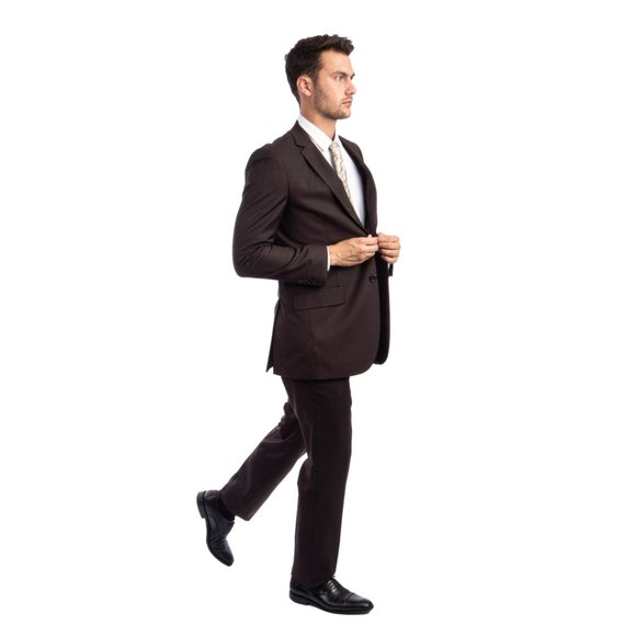 Mens 2pc Modern Fit Suit Notch Lapel, Chocolate Brown - Picture 4 of 4